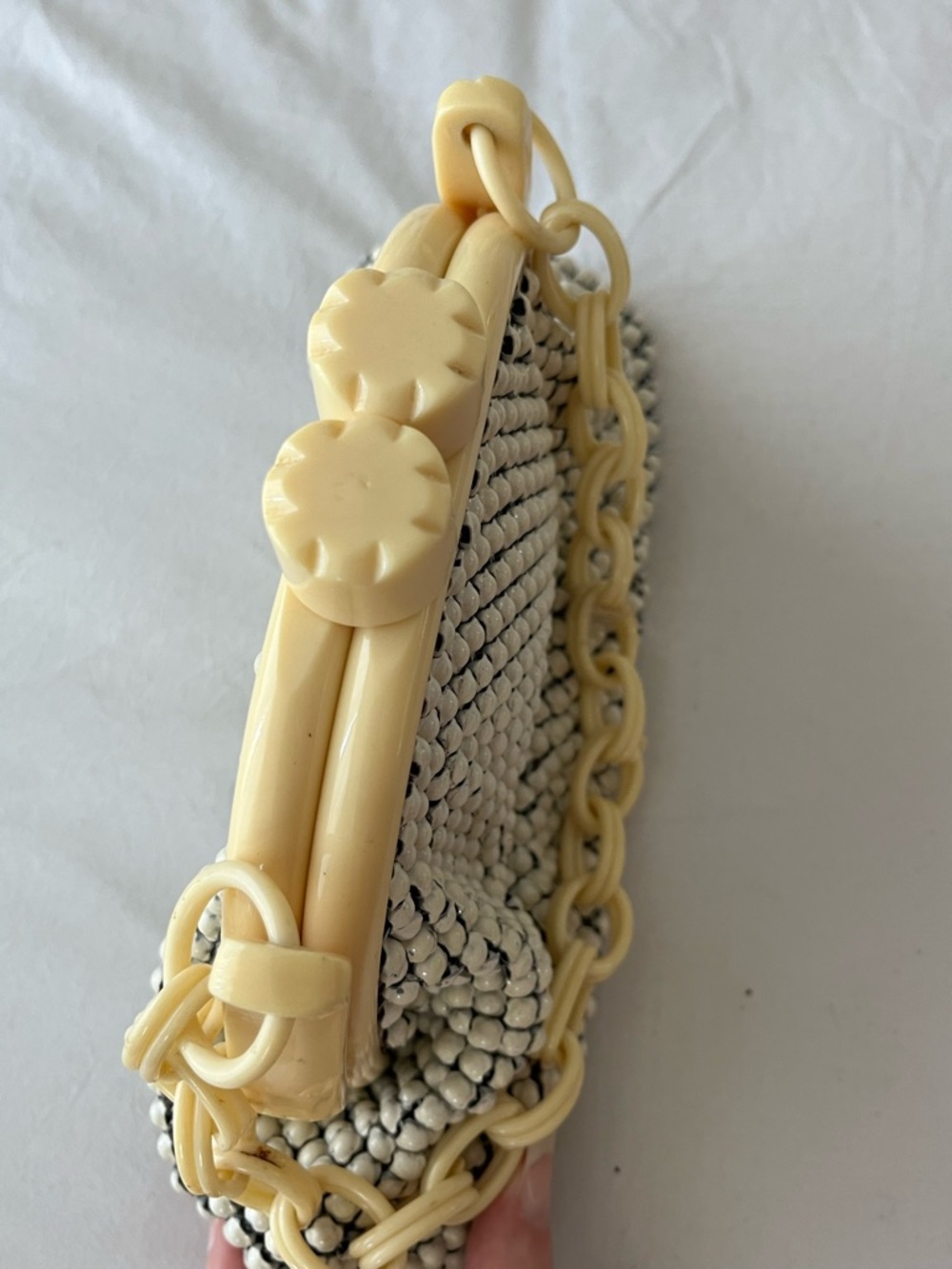 Vintage Whiting & Davis Cream Mesh Bag - Picture 5 of 6